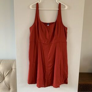 Old Navy Dress Above Knee Mini Rust Red Sleeveless Scoop Neck Smocked Size XL